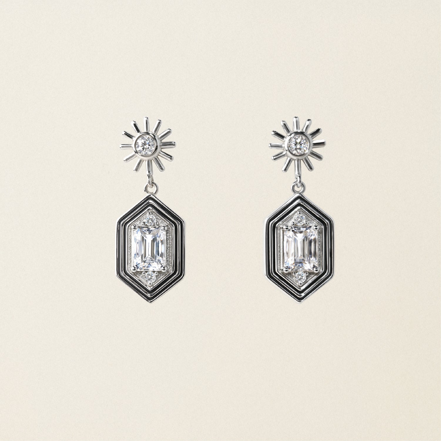 Hexagon Silver Eardrop