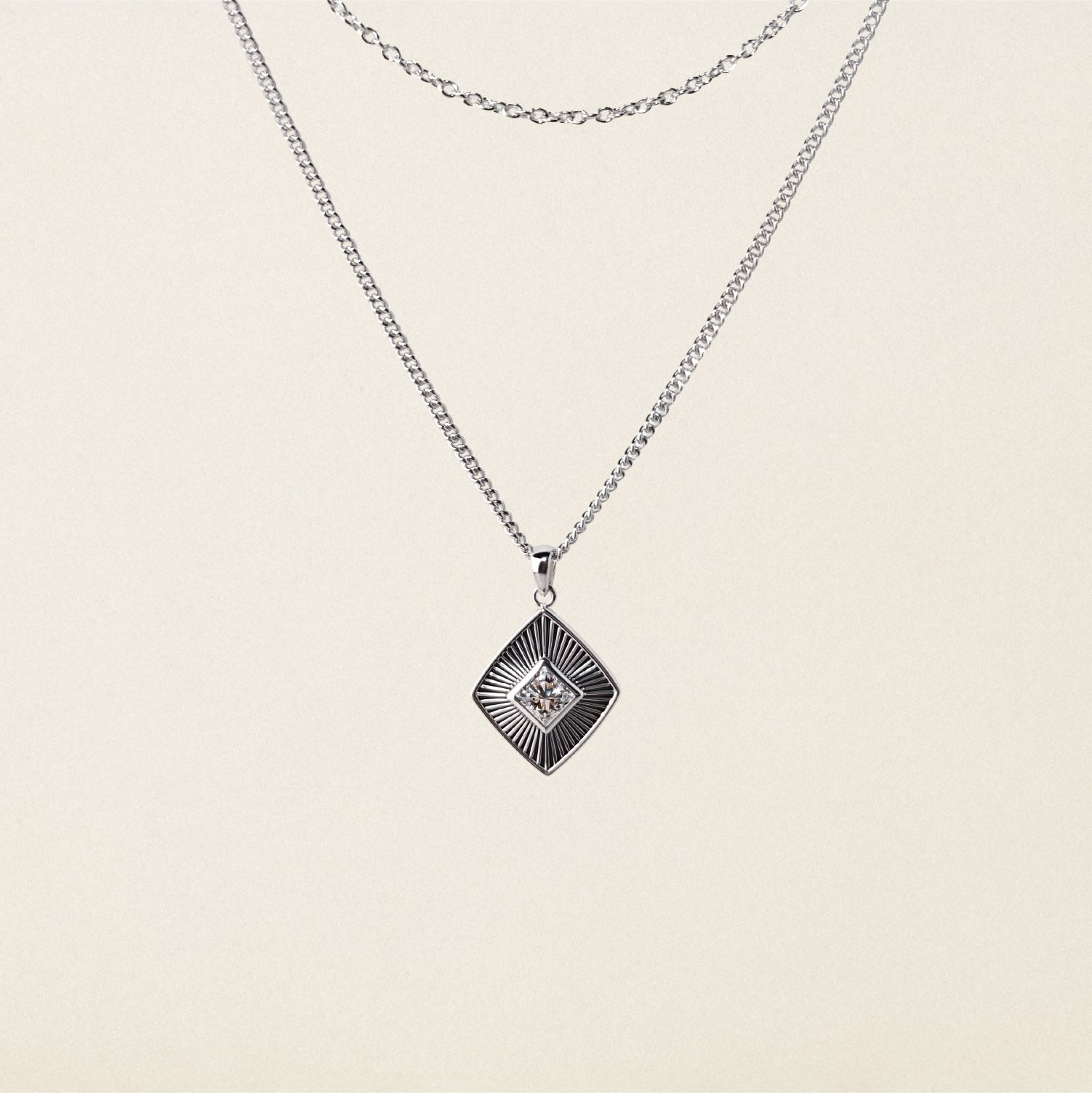 Double-Layer Sunburst Silver Necklace