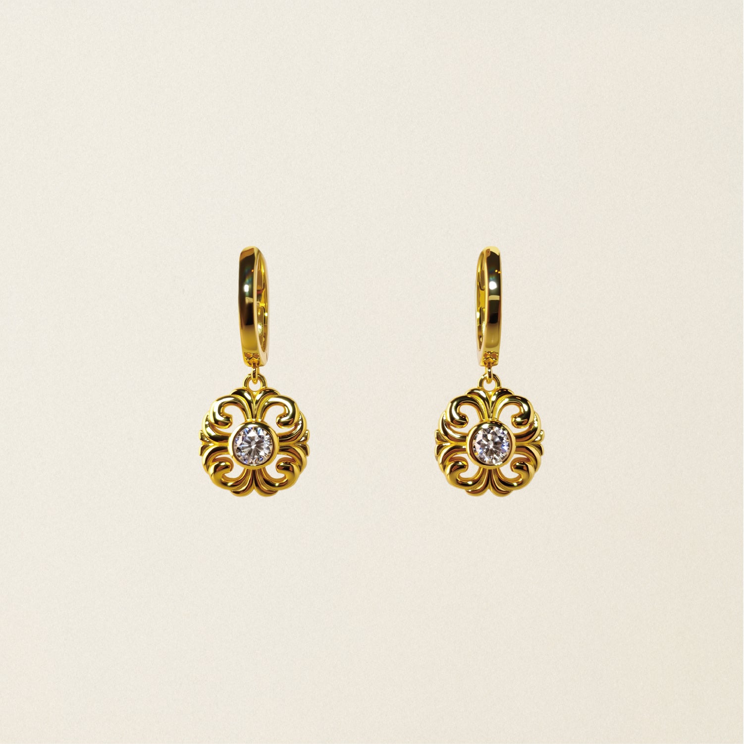 Engraved Gold Eardrop