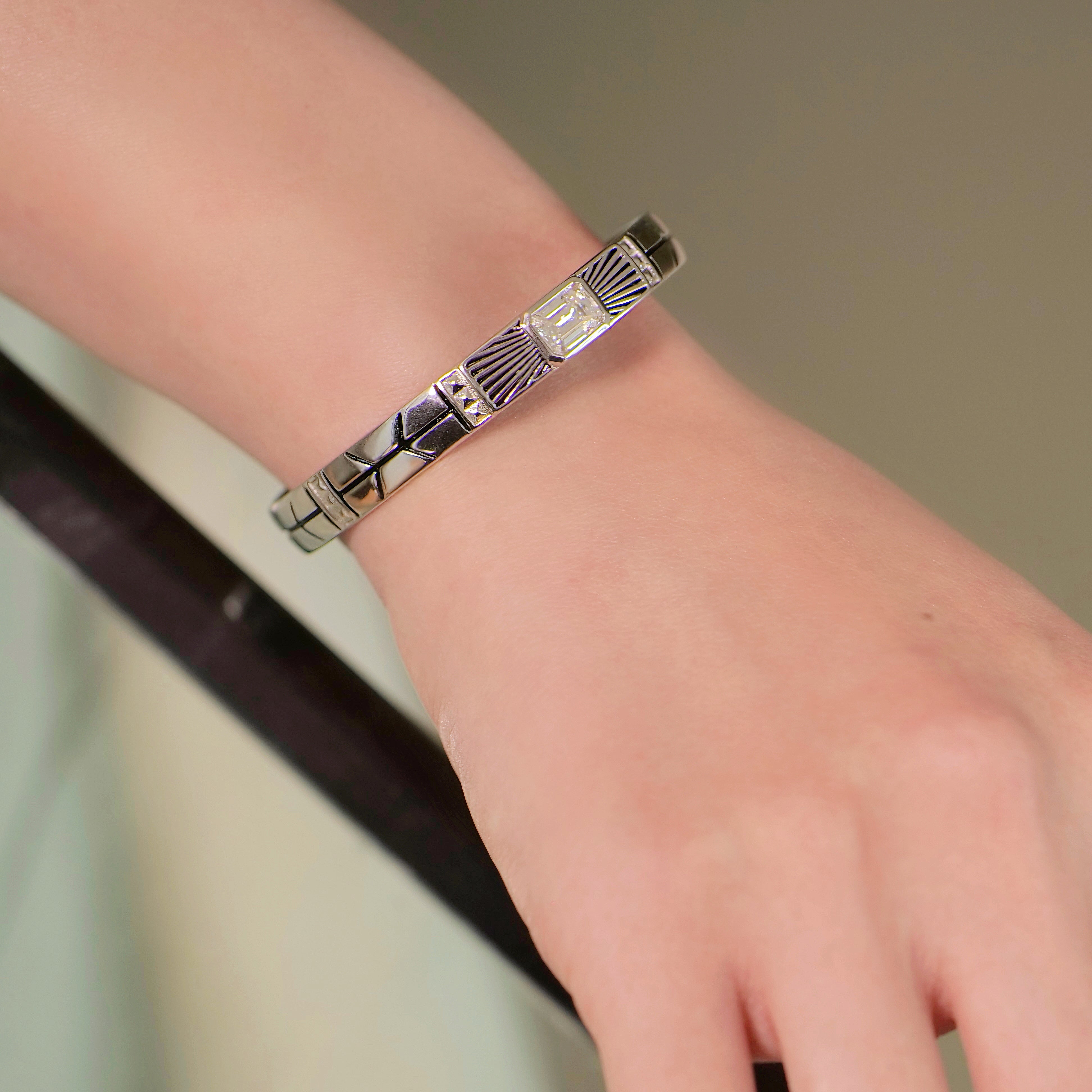 Sunburst Silver Bangle